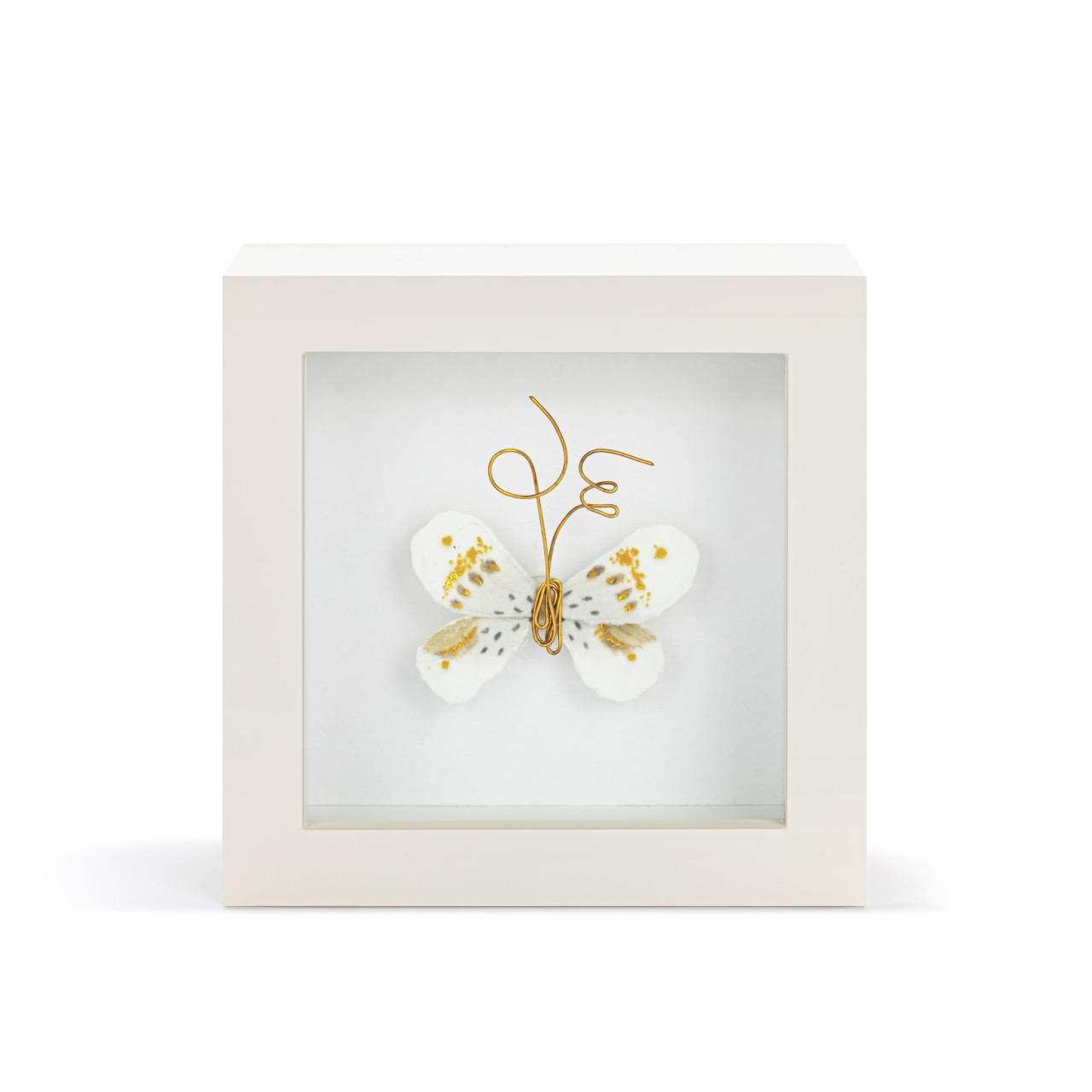 Love From Above White & Gold Butterfly Shadow Box - 4in thumbnail