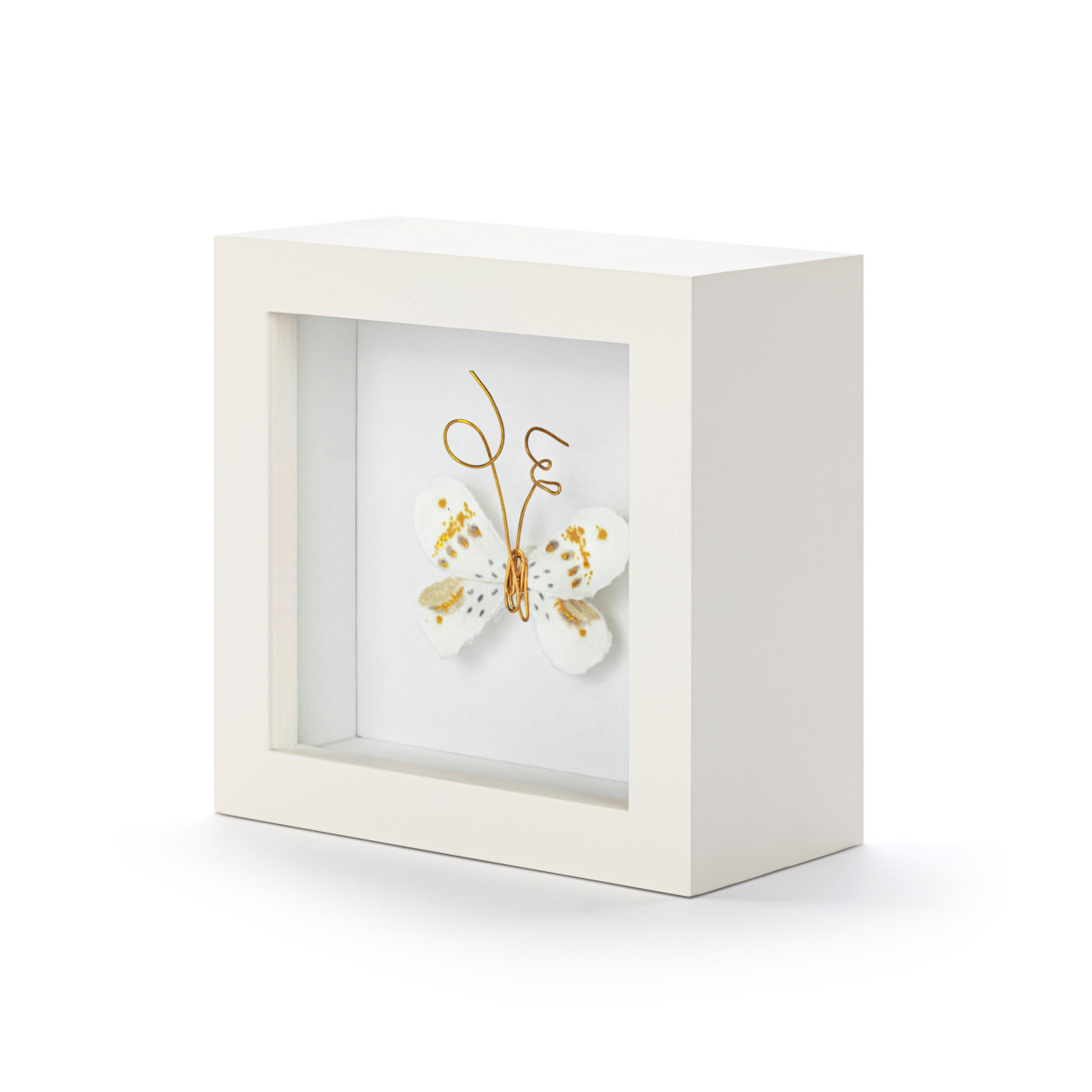 Love From Above White & Gold Butterfly Shadow Box - 4in thumbnail