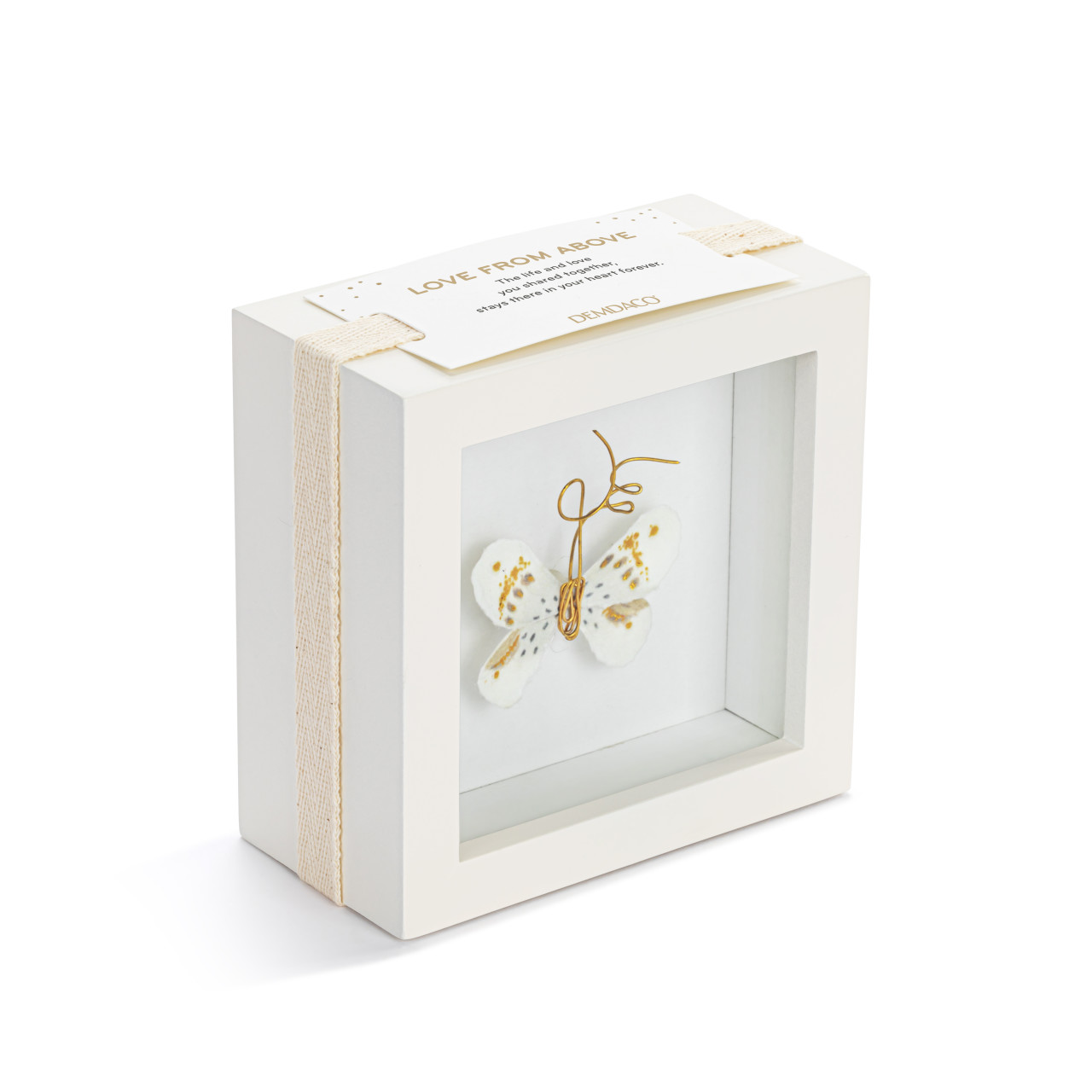 Love From Above White & Gold Butterfly Shadow Box - 4in thumbnail
