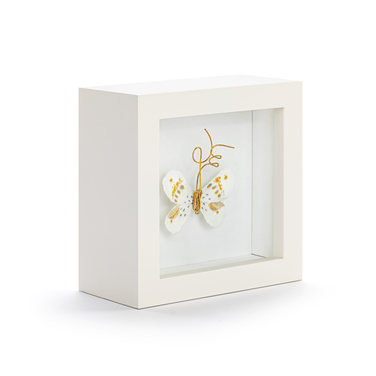 Love From Above White & Gold Butterfly Shadow Box - 4in thumbnail
