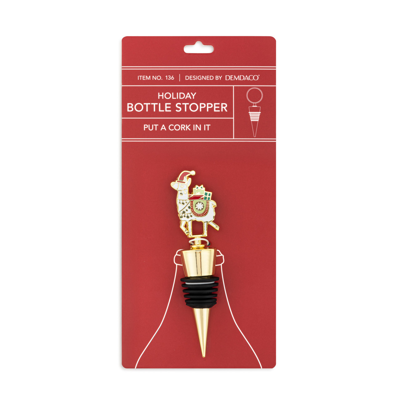 Llama Gold Enamel Bottle Stopper - 4in thumbnail