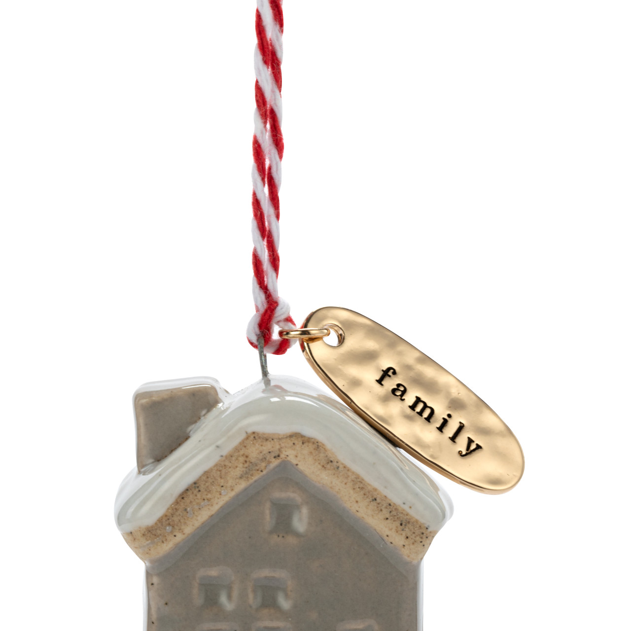 Family Tan House Shaped Ornament - 1.5x2in thumbnail