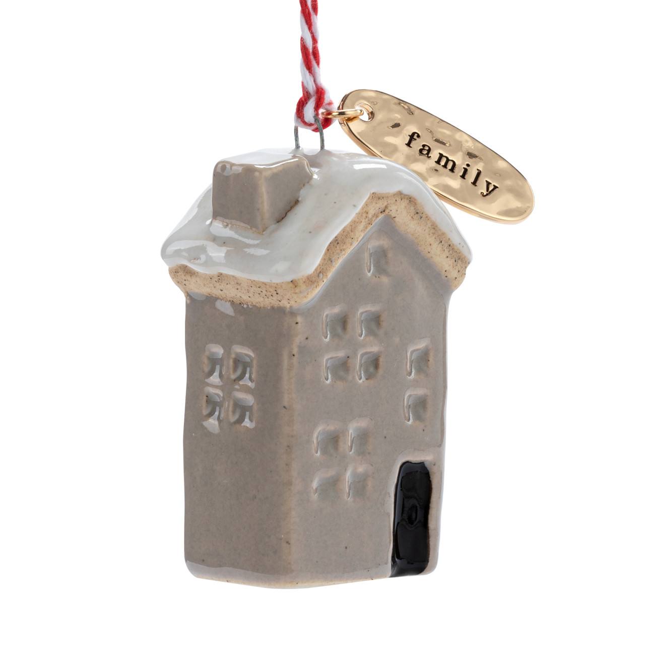 Family Tan House Shaped Ornament - 1.5x2in thumbnail