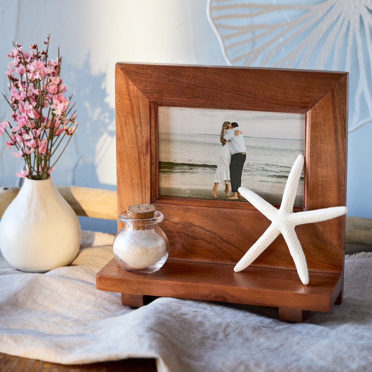 Collecting Memories Acacia Wood Frame with Shelf - 4x6in thumbnail