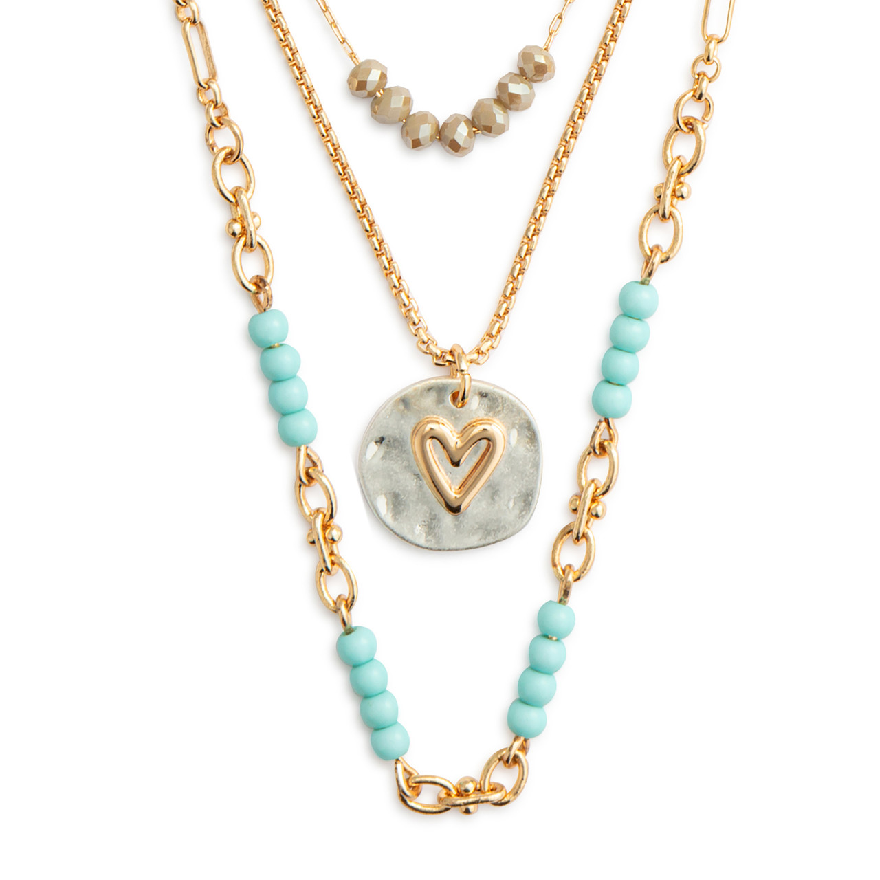 Beaded Love Turquoise Necklace - 24in thumbnail