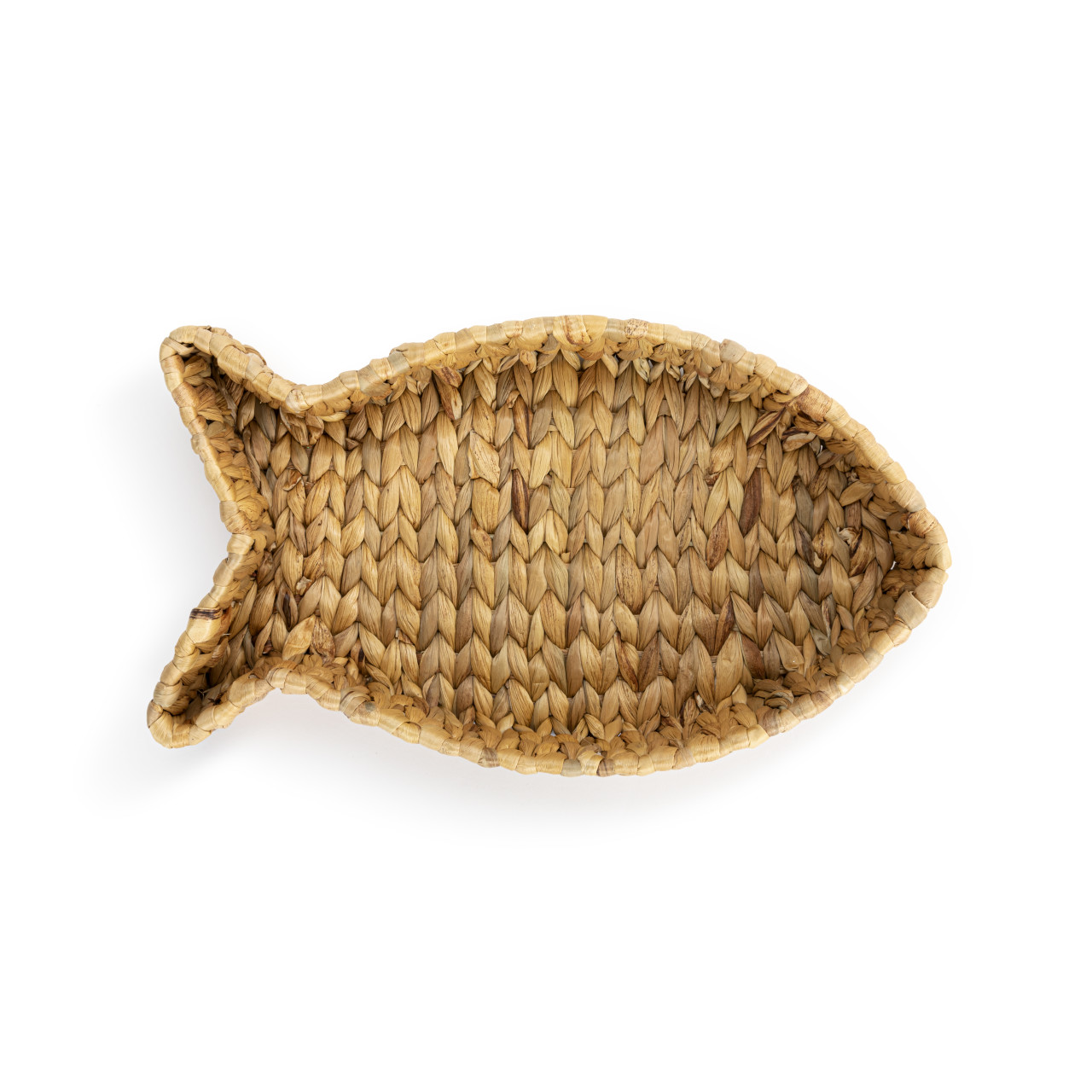 Fish Shaped Water Hyacinth Woven Basket - 14.5x8in thumbnail