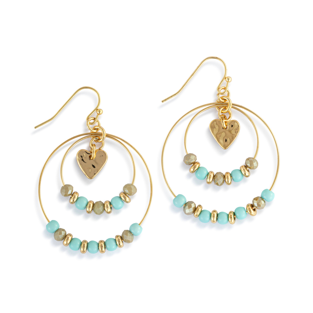 Beaded Love Turquoise Earrings - 2in thumbnail