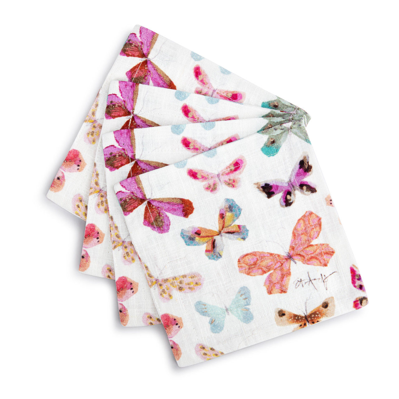 Scattered Butterfly Fabric Cocktail Napkins Set of 4 - 6in thumbnail