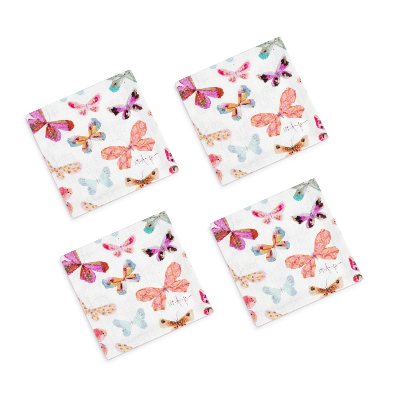 Scattered Butterfly Fabric Cocktail Napkins Set of 4 - 6in thumbnail