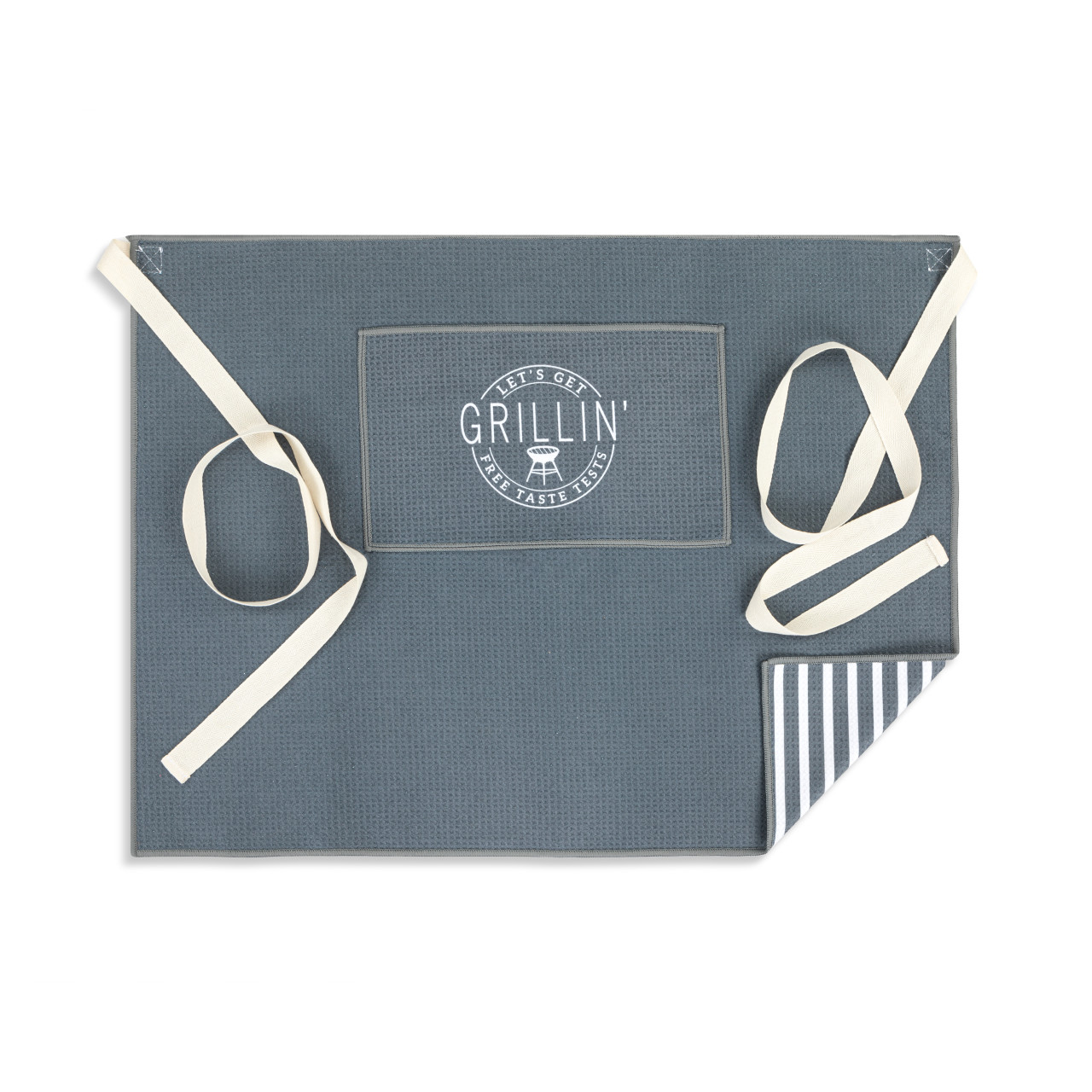 Let's Get Grillin Men's Grey Absorbent Half Apron - 27x20in thumbnail