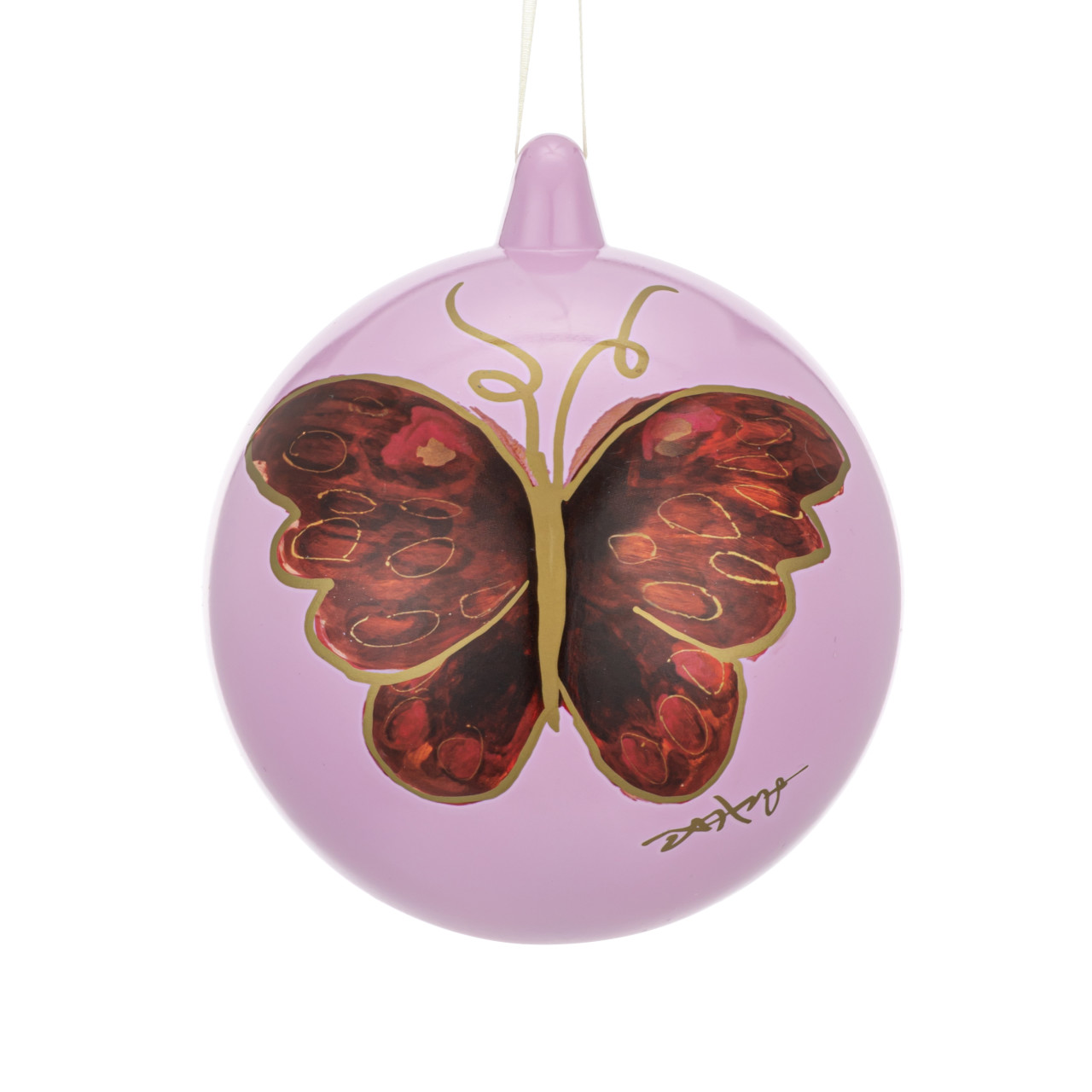 Merlot Butterfly Lilac Round Ornament - 4in thumbnail