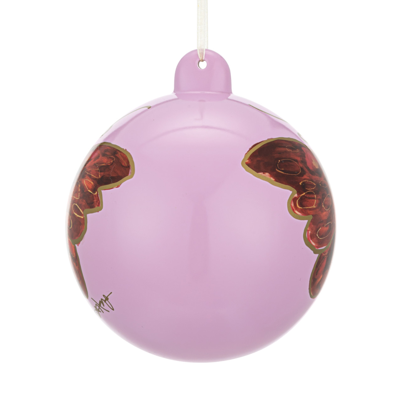 Merlot Butterfly Lilac Round Ornament - 4in thumbnail