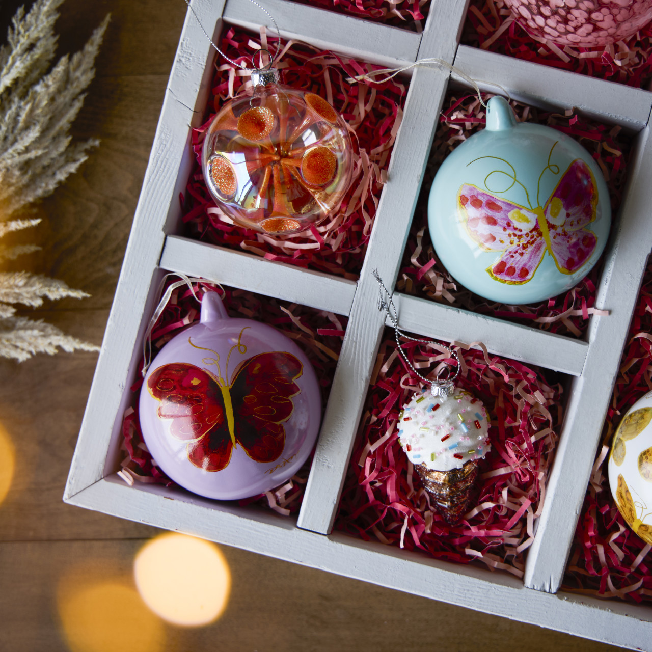 Merlot Butterfly Lilac Round Ornament - 4in thumbnail