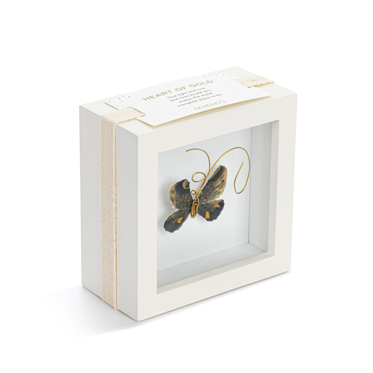 Heart of Gold Black & Gold Butterfly Shadow Box - 4in thumbnail