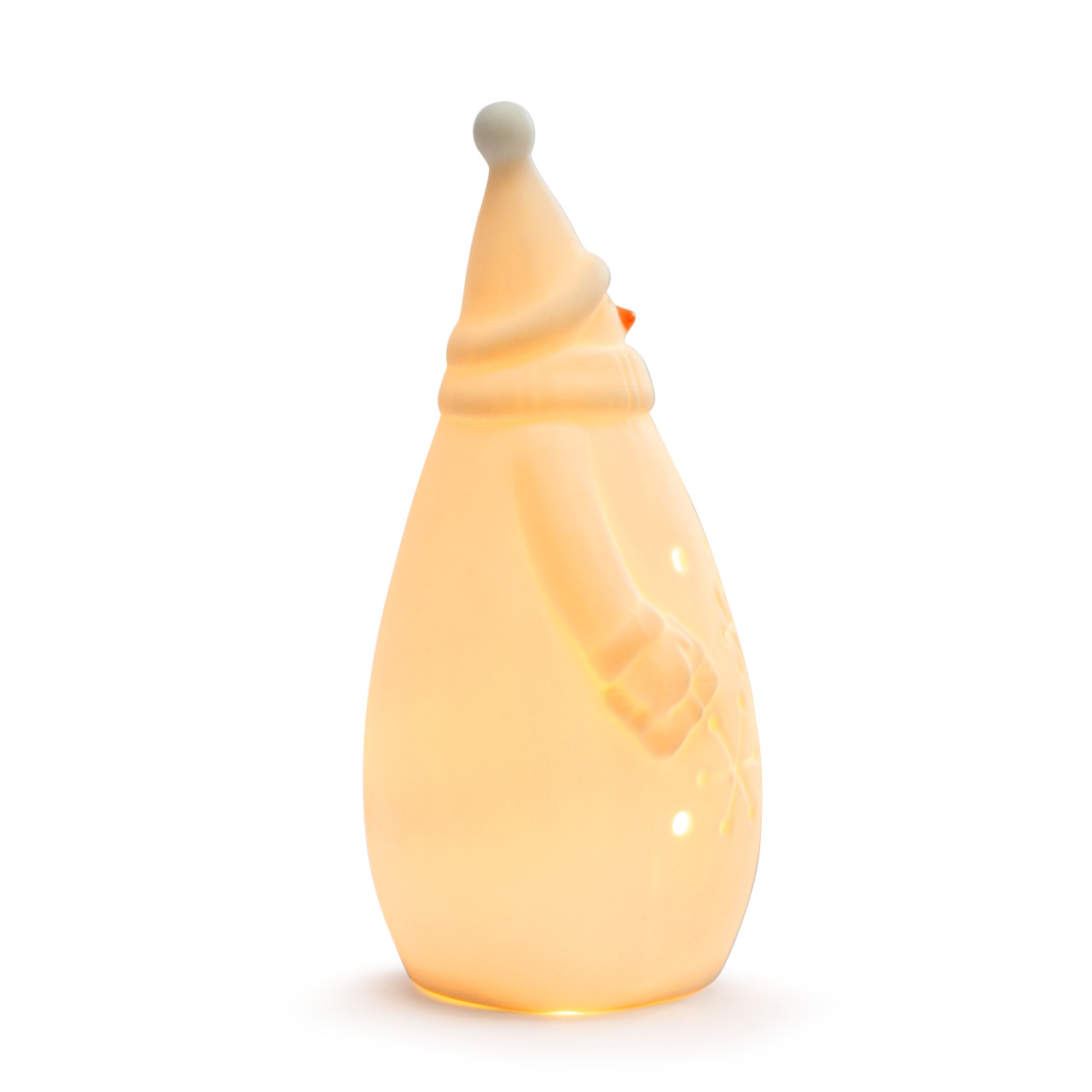 White LED Ceramic Snowman with Scarf Figure - 3x5.5in thumbnail