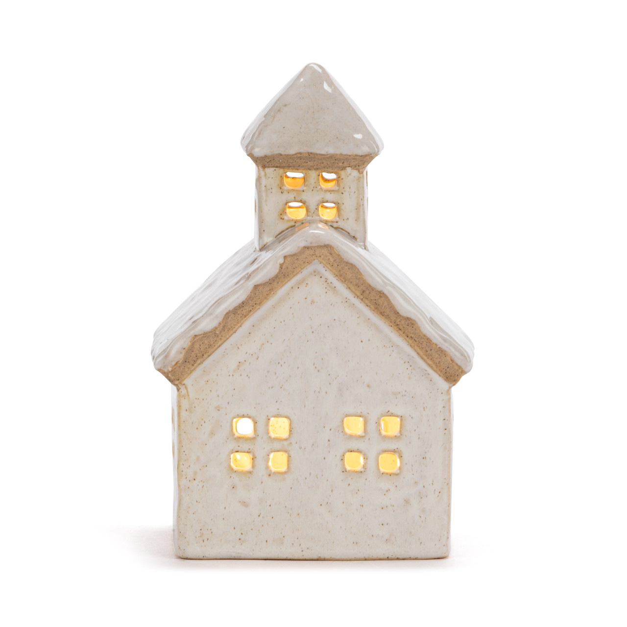 Cream Church LED Ceramic Figure - 4x6.5in thumbnail