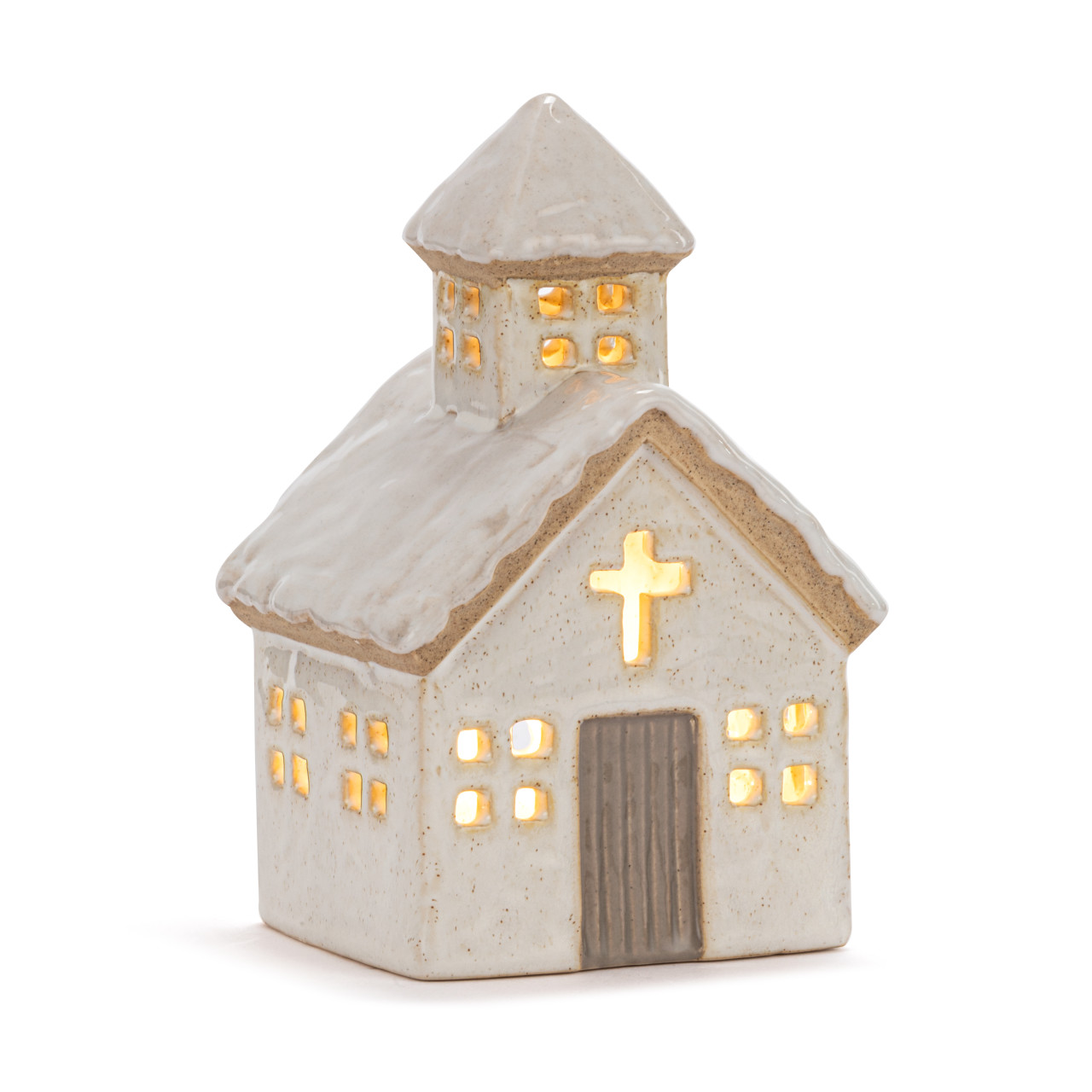 Cream Church LED Ceramic Figure - 4x6.5in thumbnail