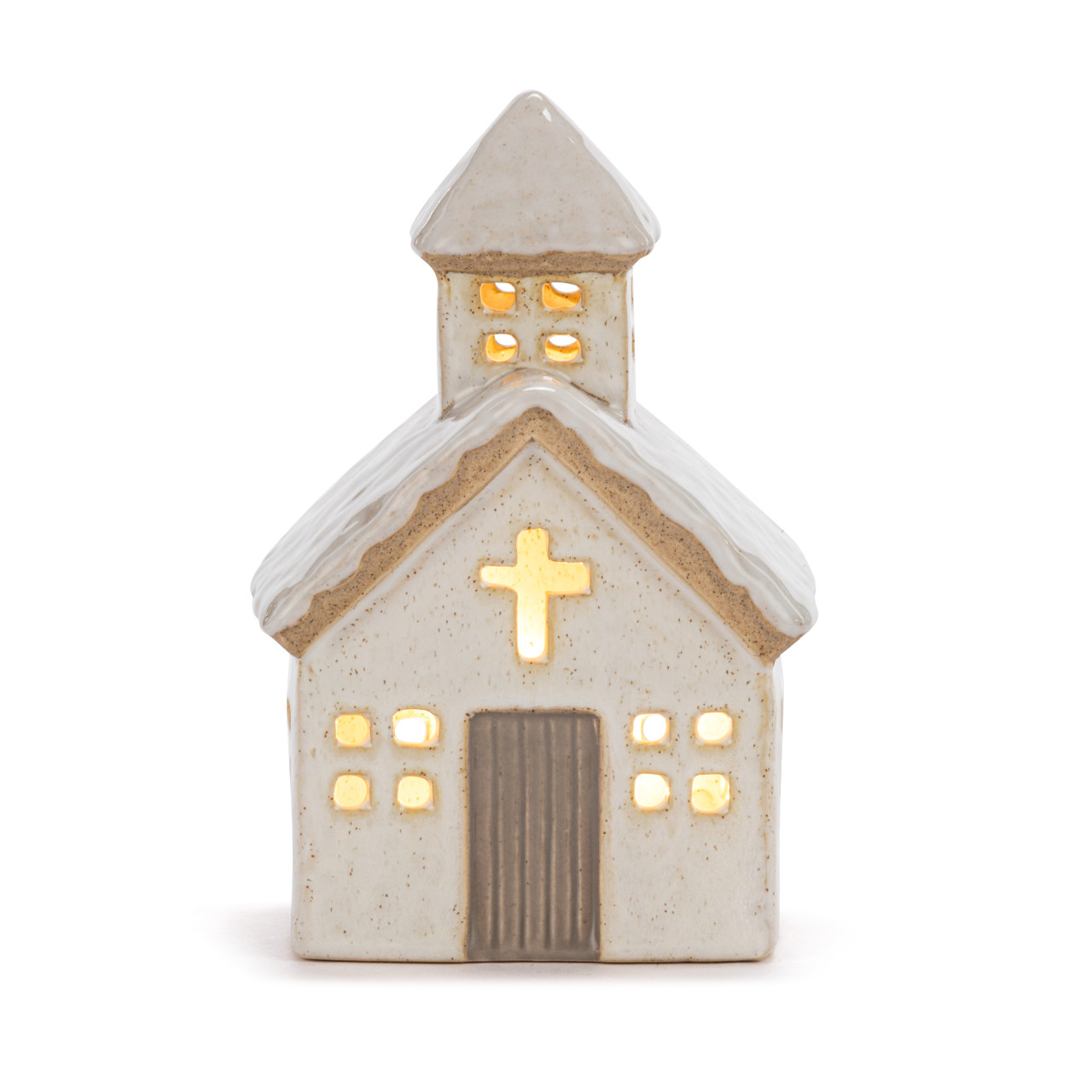 Cream Church LED Ceramic Figure - 4x6.5in thumbnail