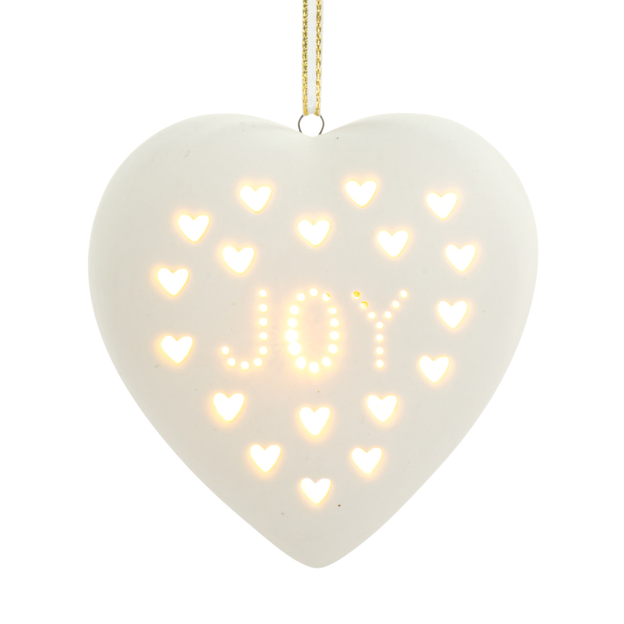 White LED Ceramic Love Joy Figure Ornament - 3in thumbnail