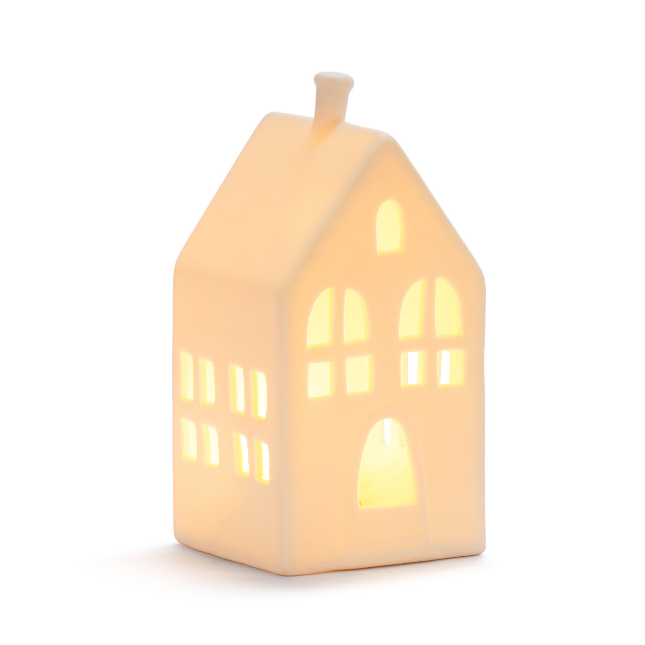 White LED Ceramic House Figure - 3x6in thumbnail