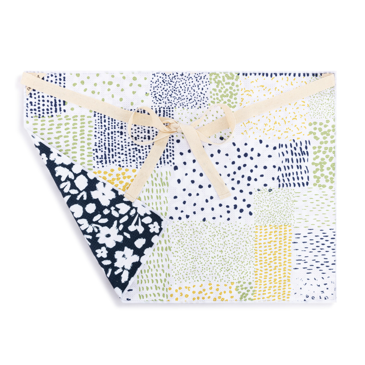 Navy Floral Absorbent Half Apron - 27x20in thumbnail