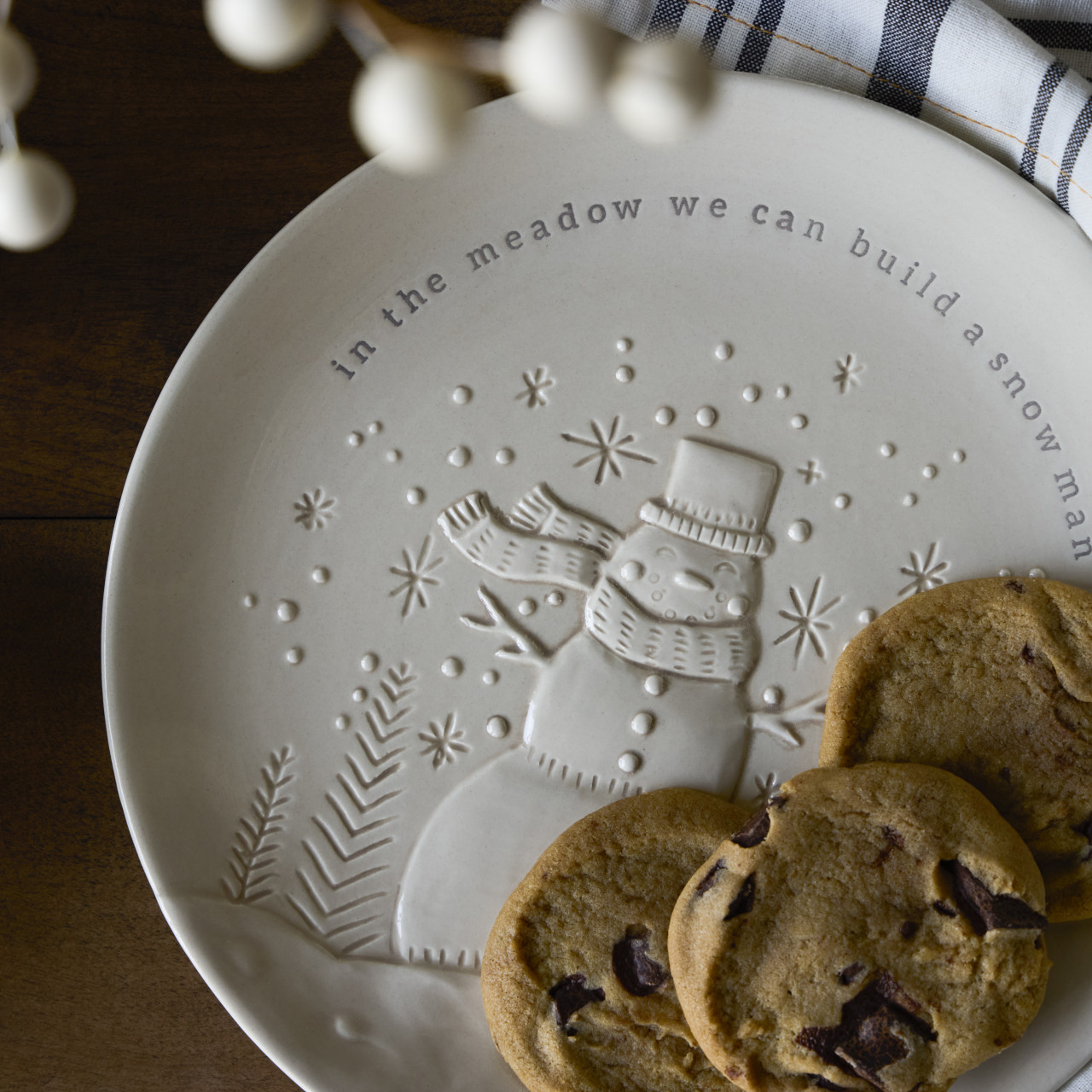 In the Meadow We Can Build a Snowman Ceramic Cookie Plate - 10in thumbnail