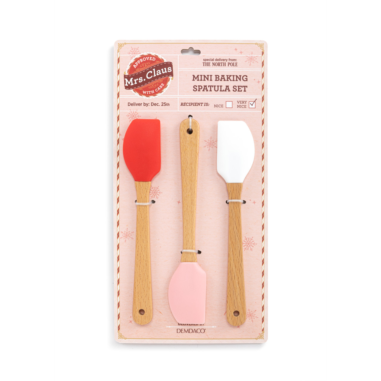 Mrs. Claus Caring Collection Red White Pink Mini Spatulas Set of 3 - 1.5x8in thumbnail