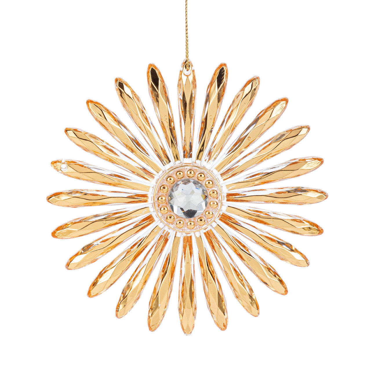 Gold Flower Burst Sparkle Ornament - 5in thumbnail