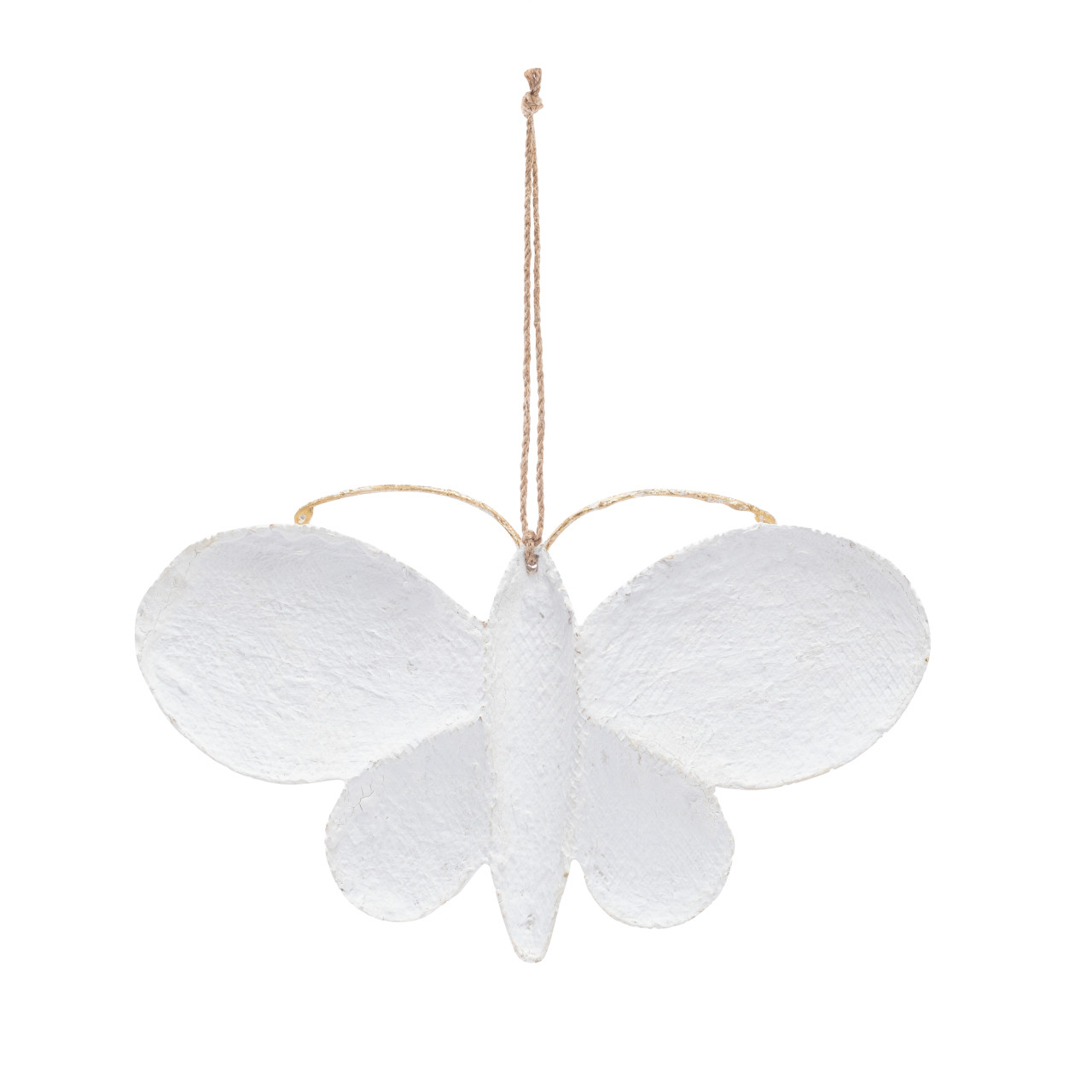 Paper Mache White Painted Butterfly Ornament - 10x5in thumbnail