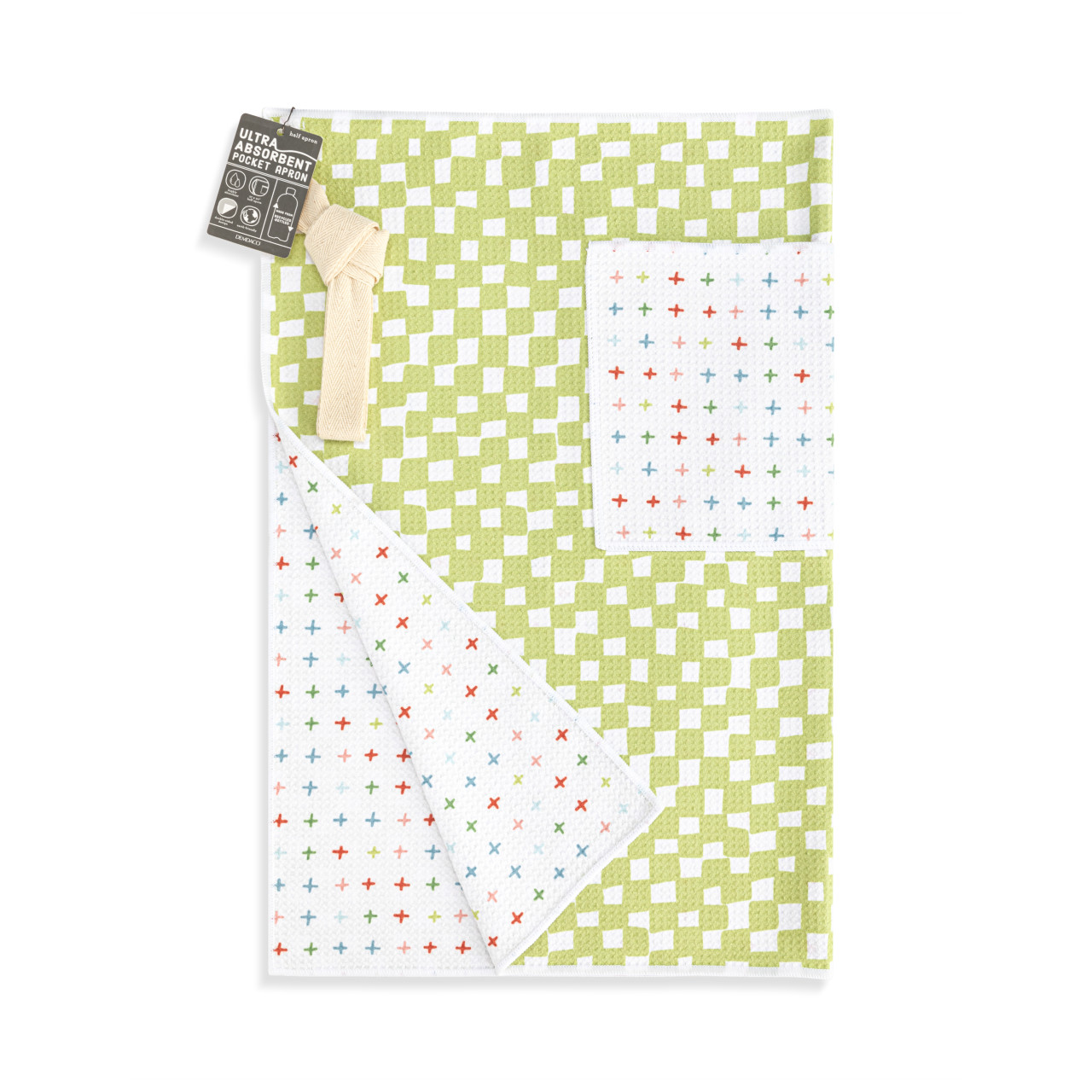 Green Checker Absorbent Half Apron - 27x20in thumbnail
