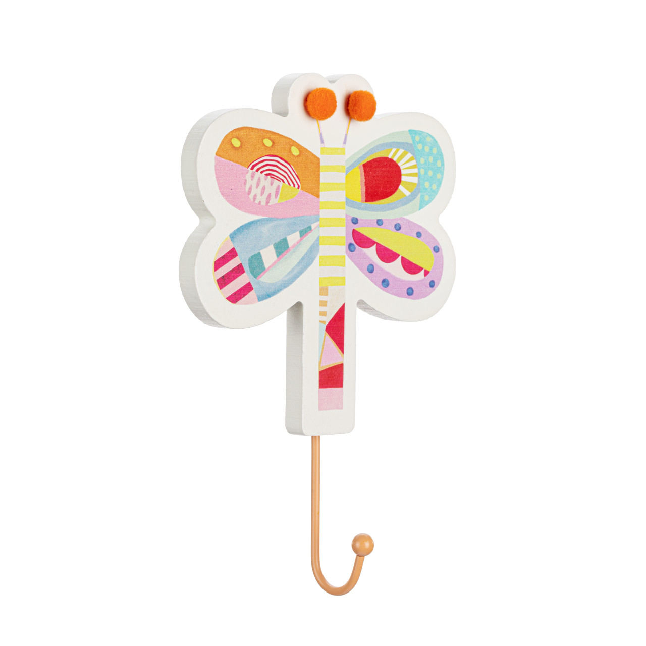 Patchwork Dragonfly Orange Wall Hook - 4x7in thumbnail