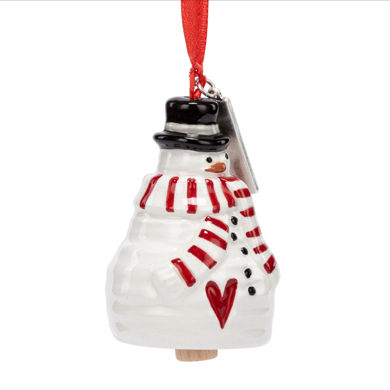 Love Snowman Red Heart Mini Bell Ornament - 1.5x2.5in thumbnail