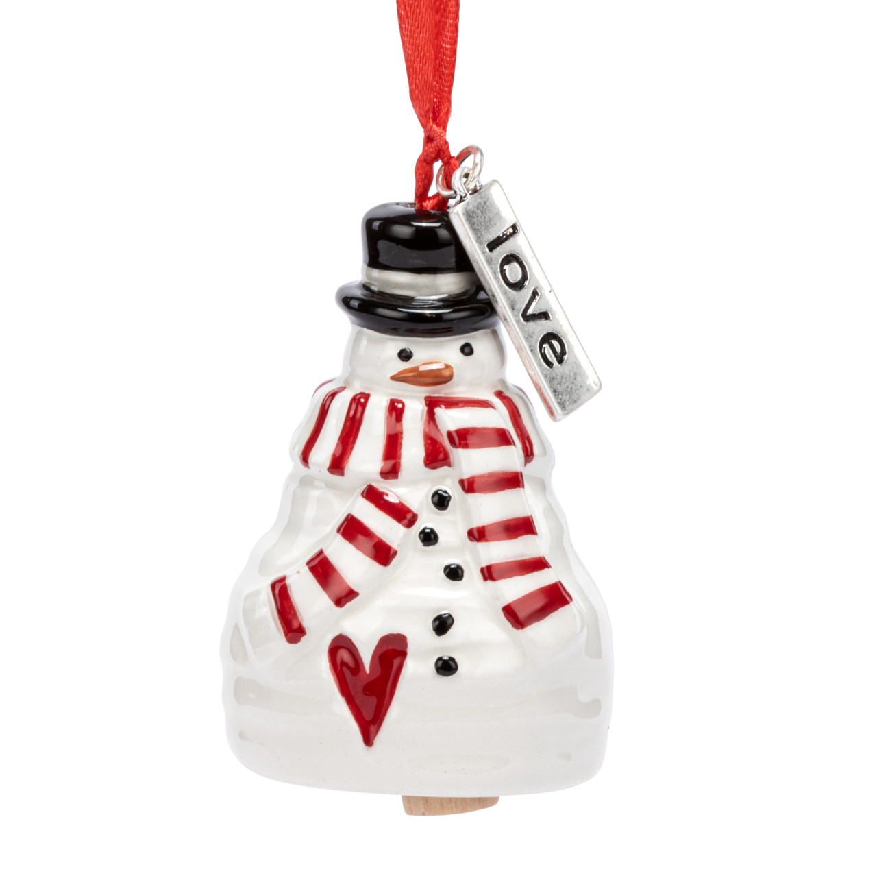 Love Snowman Red Heart Mini Bell Ornament - 1.5x2.5in thumbnail