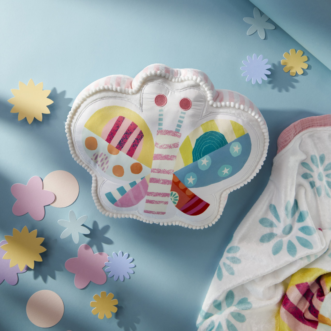 Patchwork Butterfly Shaped Plush - 13x11in thumbnail