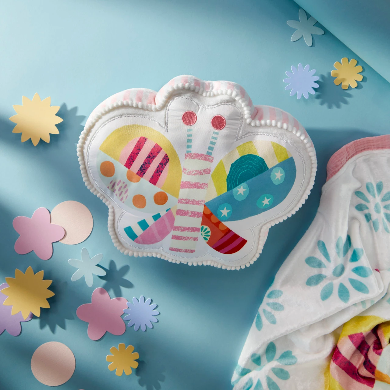 Patchwork Butterfly Shaped Plush - 13x11in thumbnail