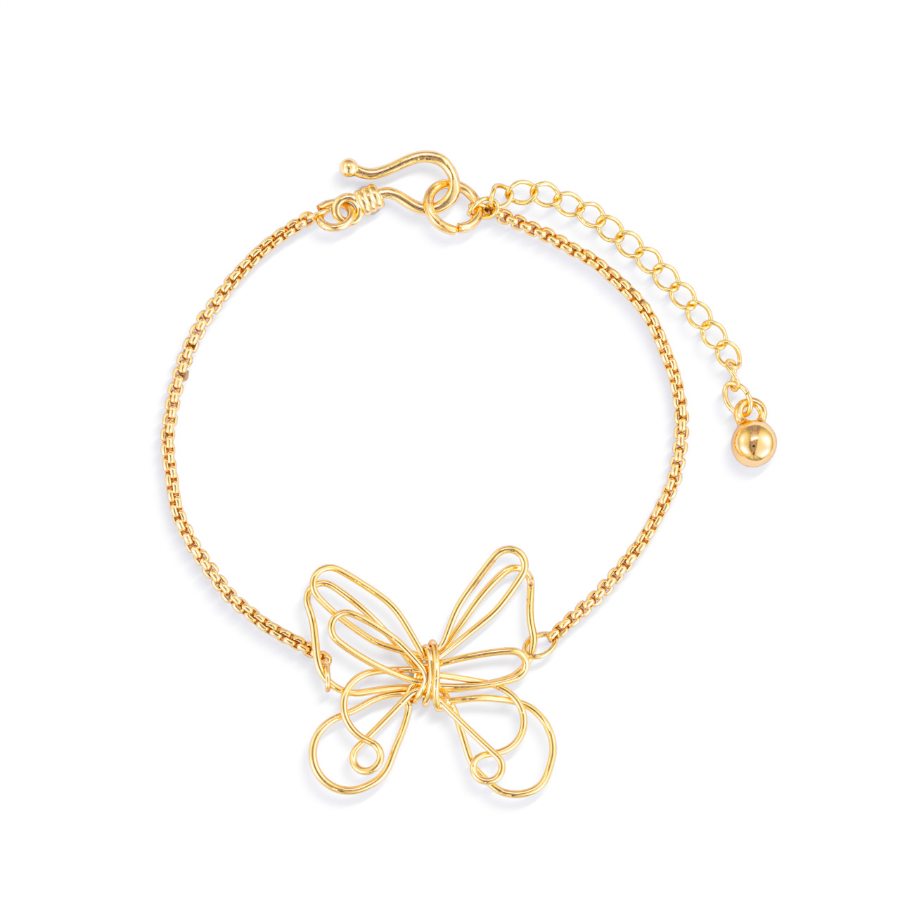 Butterfly Open Charm Gold Bracelet 6.5in thumbnail