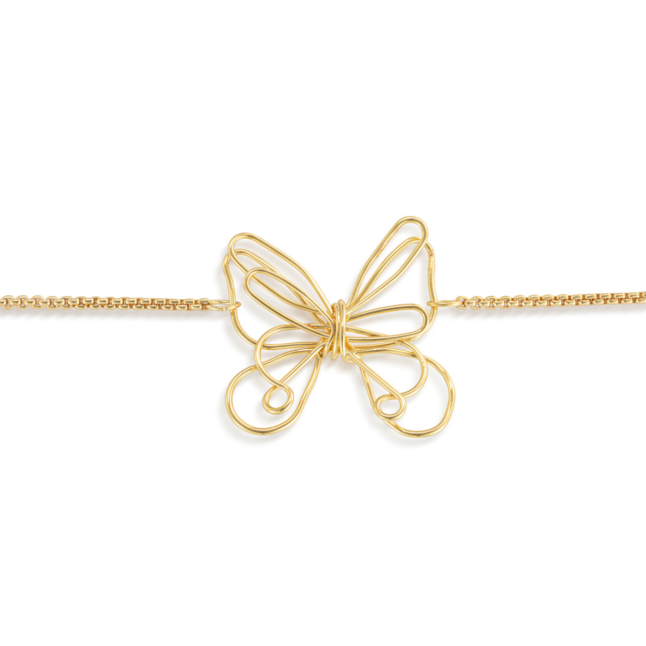 Butterfly Open Charm Gold Bracelet 6.5in thumbnail