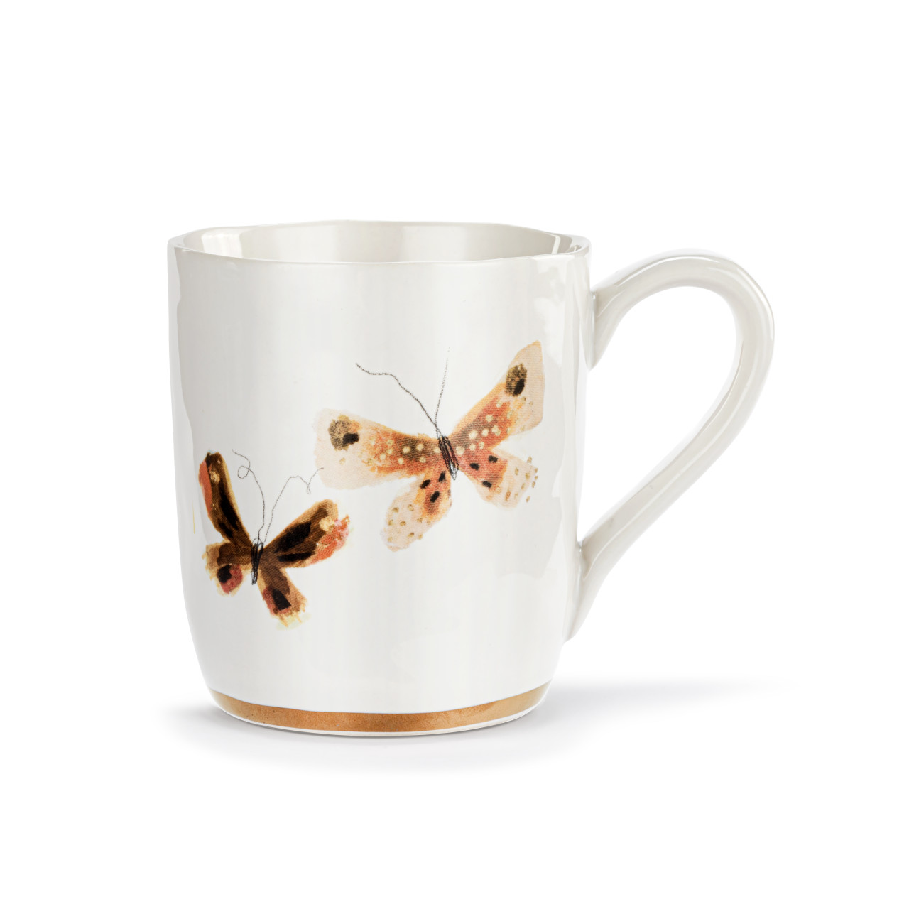 Neutral Duo Butterfly White Mug with Gold Trim - 14oz thumbnail