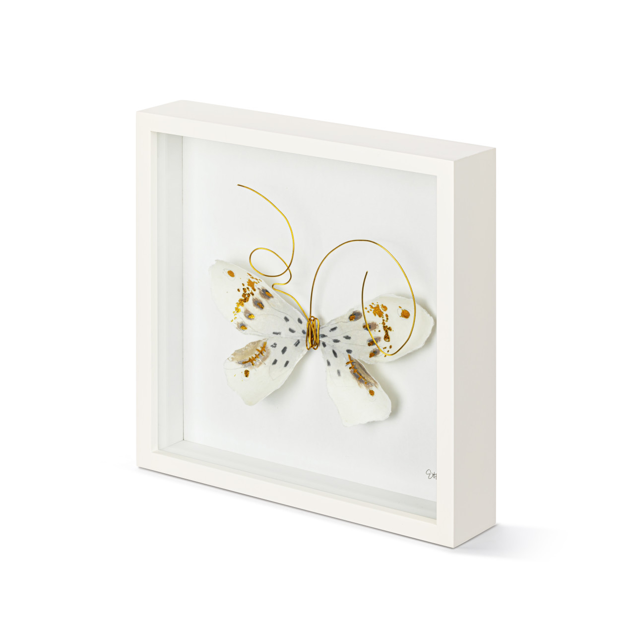 White & Gold Butterfly Wall Art - 10"sq thumbnail