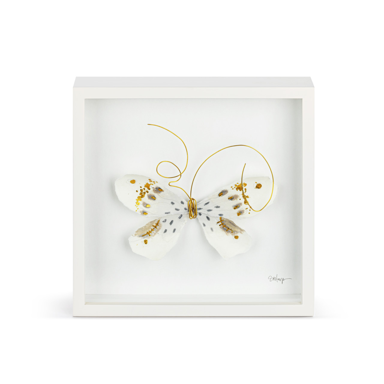 White & Gold Butterfly Wall Art - 10"sq thumbnail