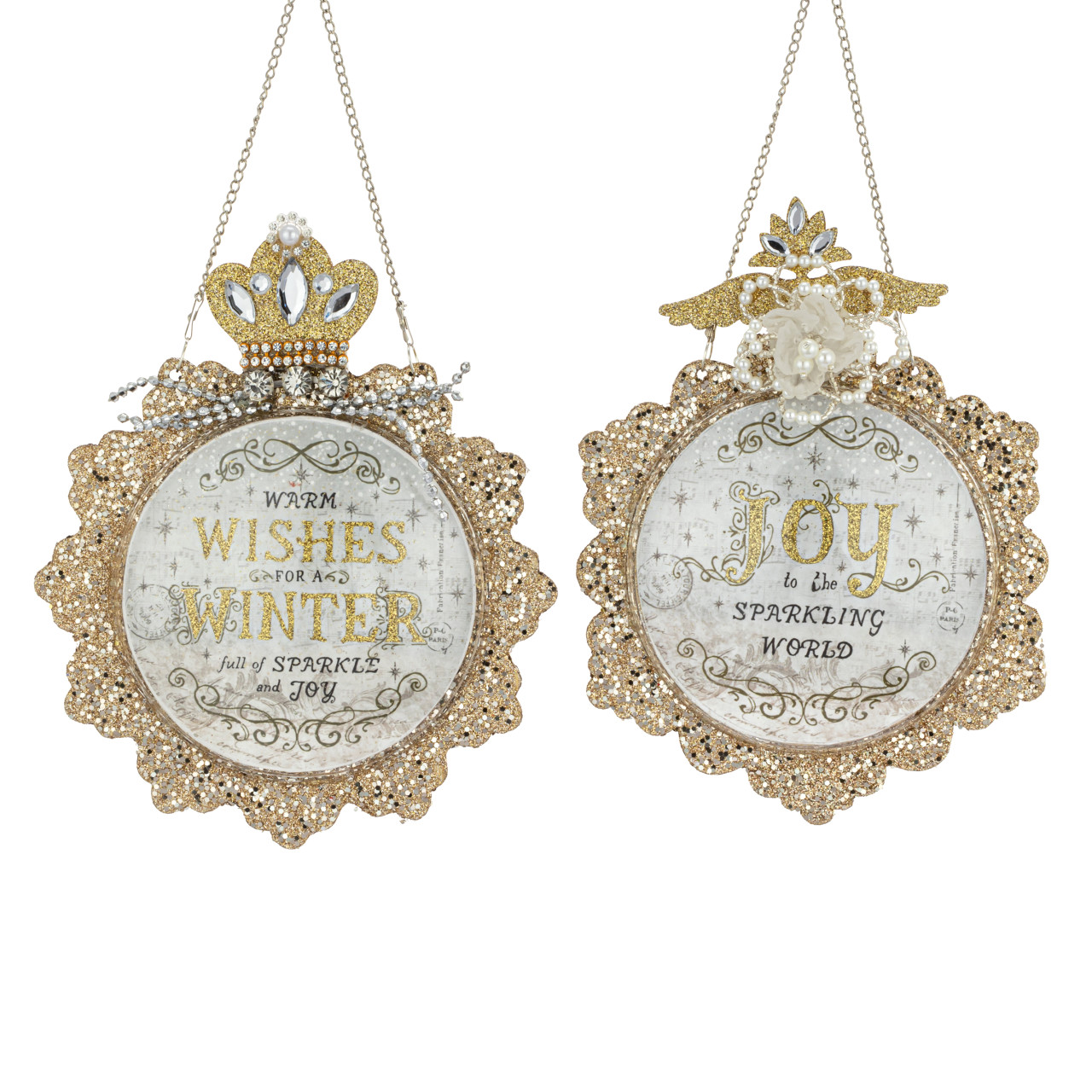 Sparkle and Joy Ornate Disc Ornaments 2 Assorted - 5x6in thumbnail