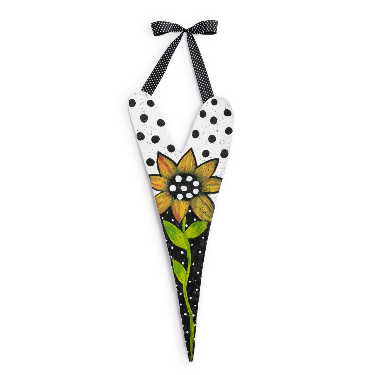 Long Heart with Sunflower and Polka Dots Door Hanger - 8x32in thumbnail
