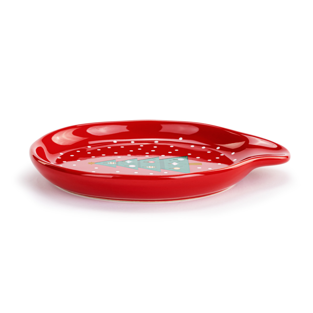 Red Christmas Tree Ceramic Spoon Rest - 4.5x6in thumbnail