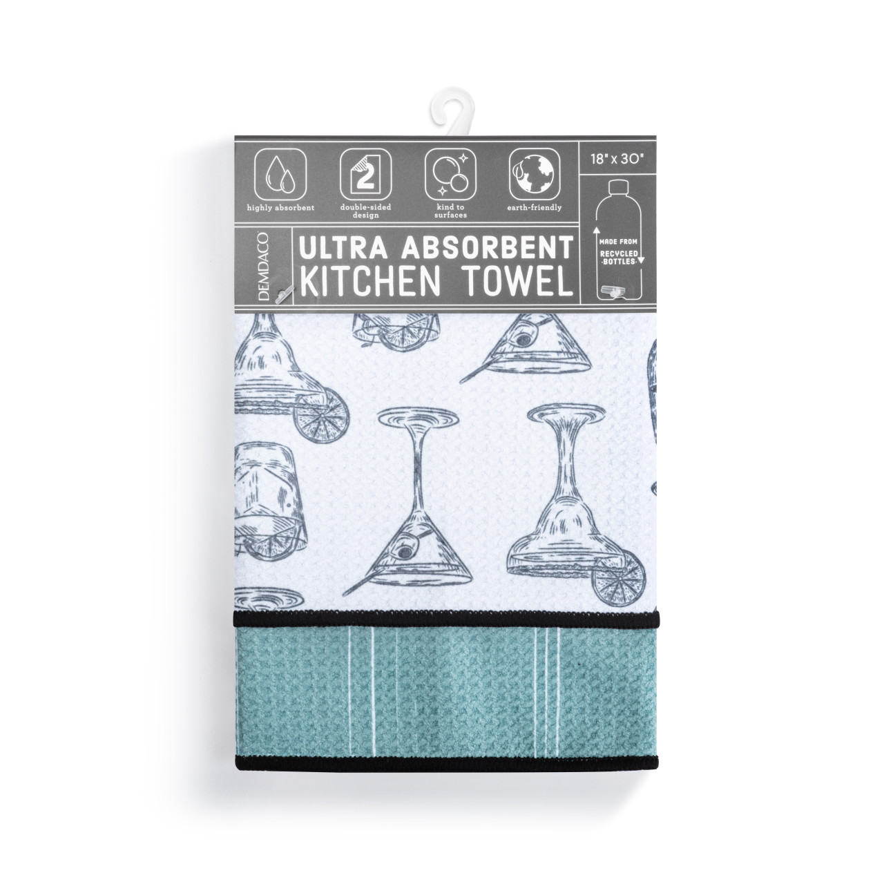 Cocktail Glasses Absorbent Reversible Towel - 18x30in thumbnail