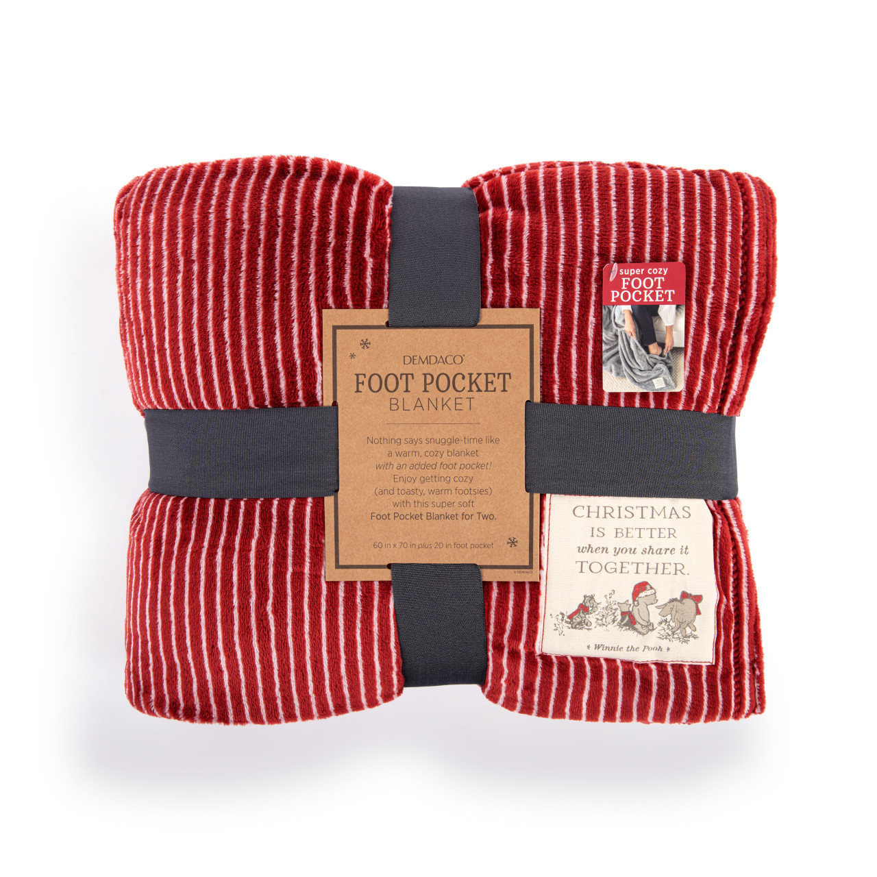Winnie-the-Pooh Red Christmas Better Together Foot Pocket Blanket - 60x70in thumbnail