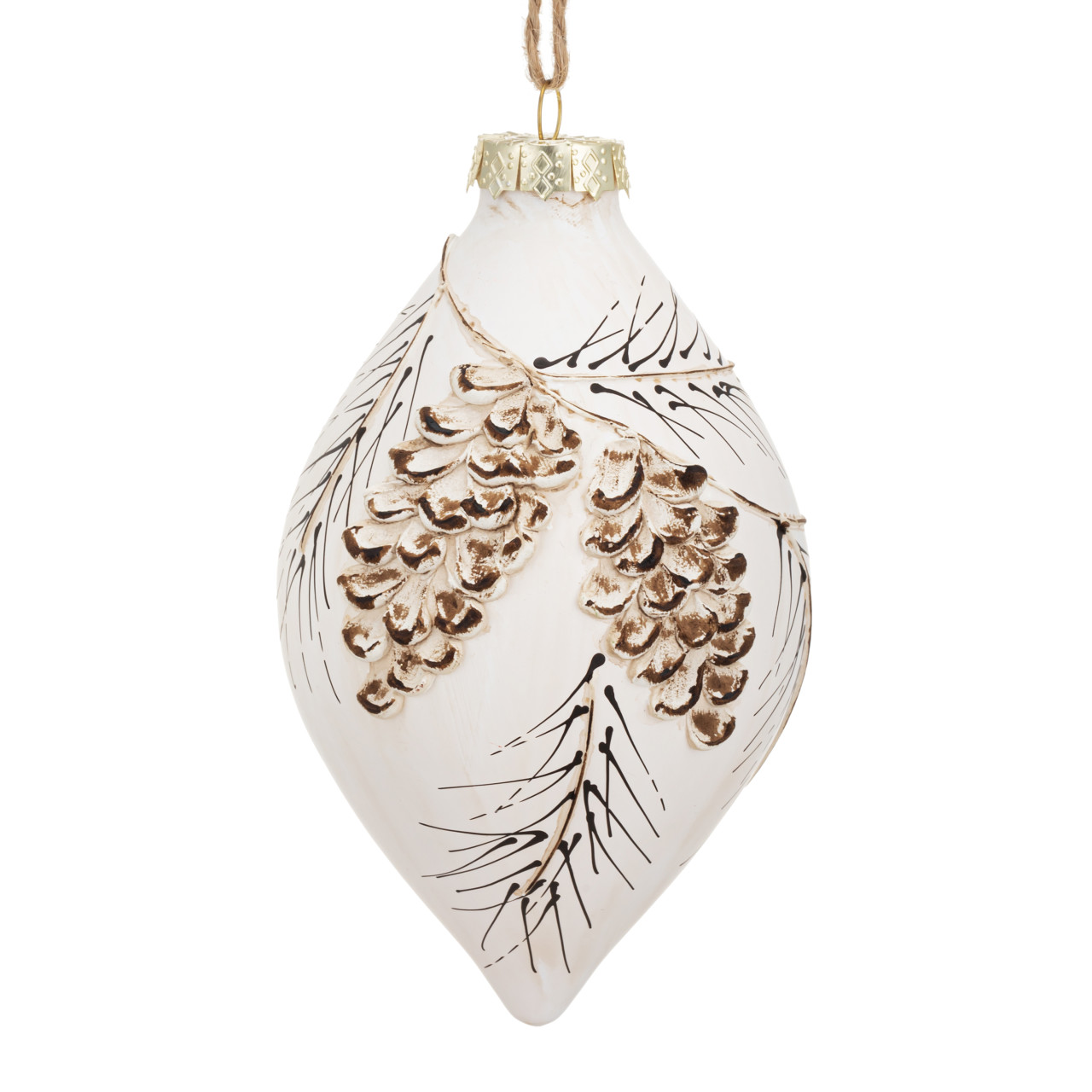 Pinecone White Painted Finial Ornament - 4x6in thumbnail