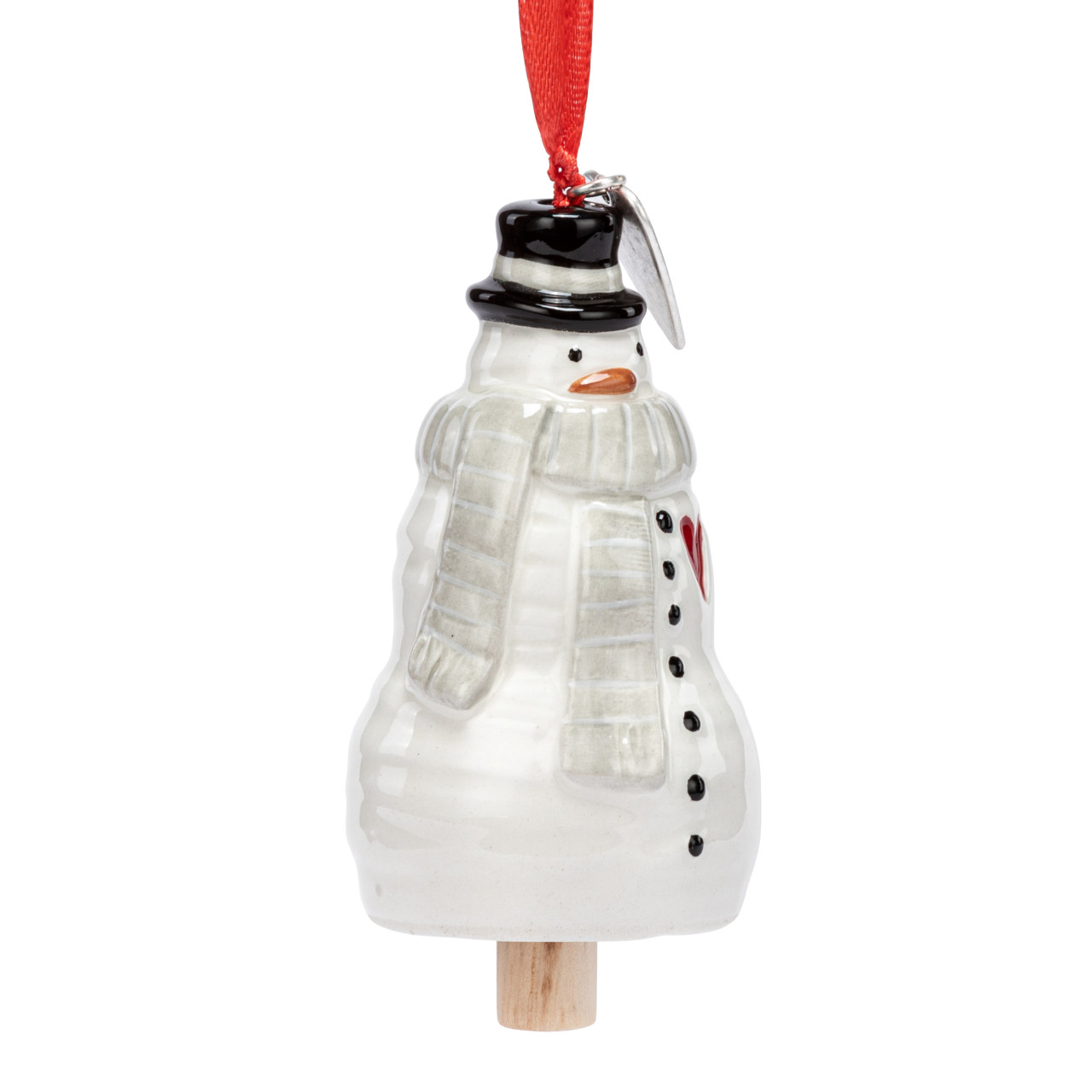 Xoxo Snowman Red Heart Mini Bell Ornament - 1.5x3in thumbnail