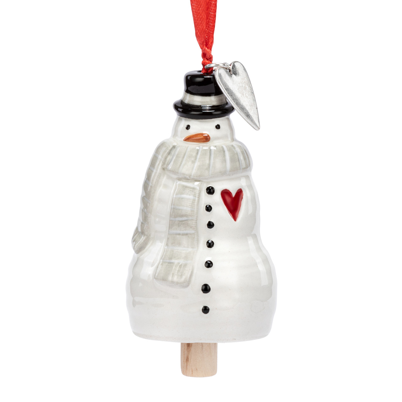 Xoxo Snowman Red Heart Mini Bell Ornament - 1.5x3in thumbnail