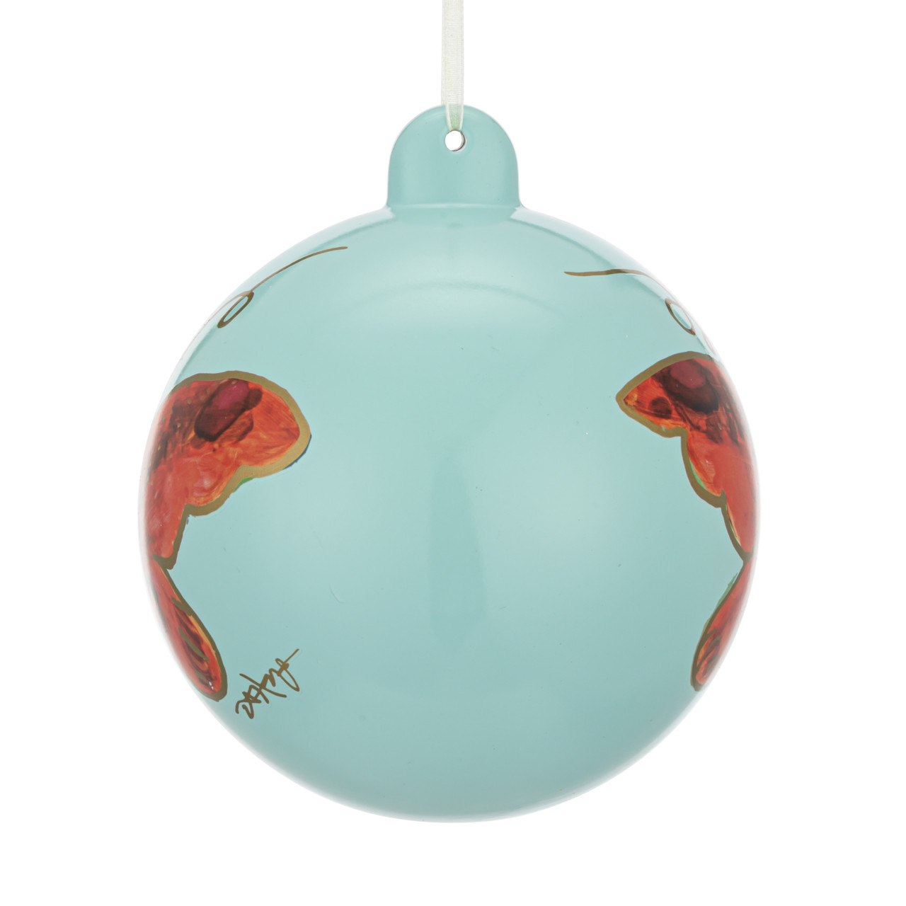 Rose Butterfly Sage Green Round Ornament - 4in thumbnail