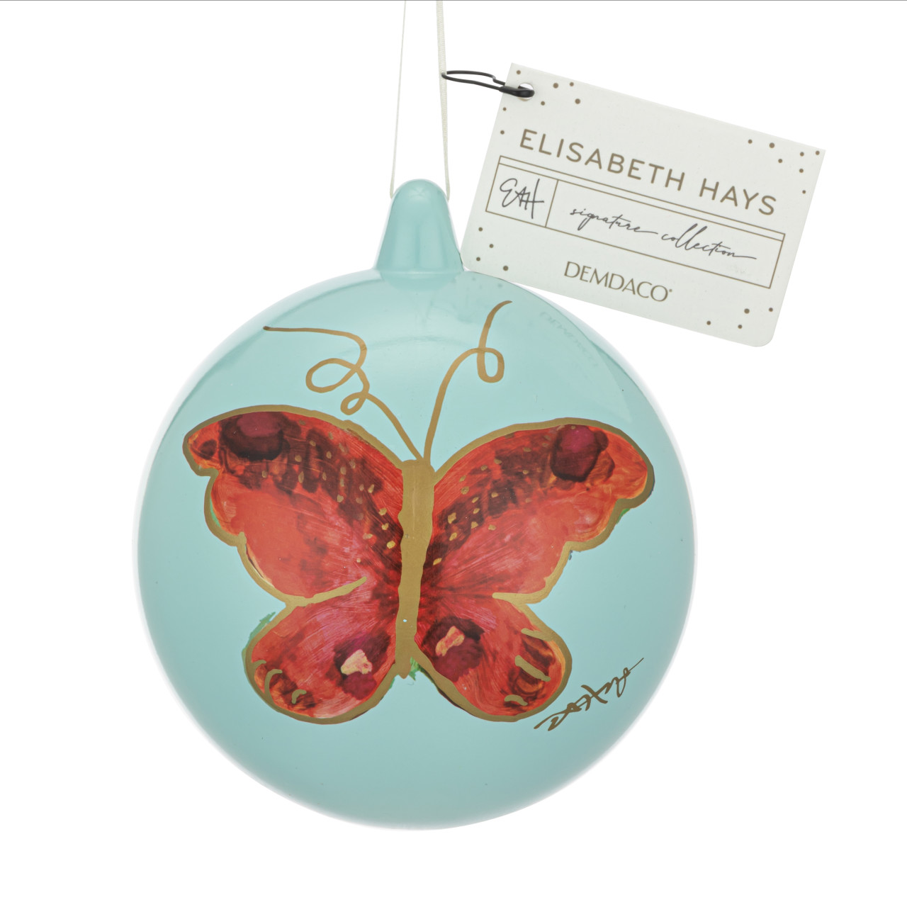 Rose Butterfly Sage Green Round Ornament - 4in thumbnail